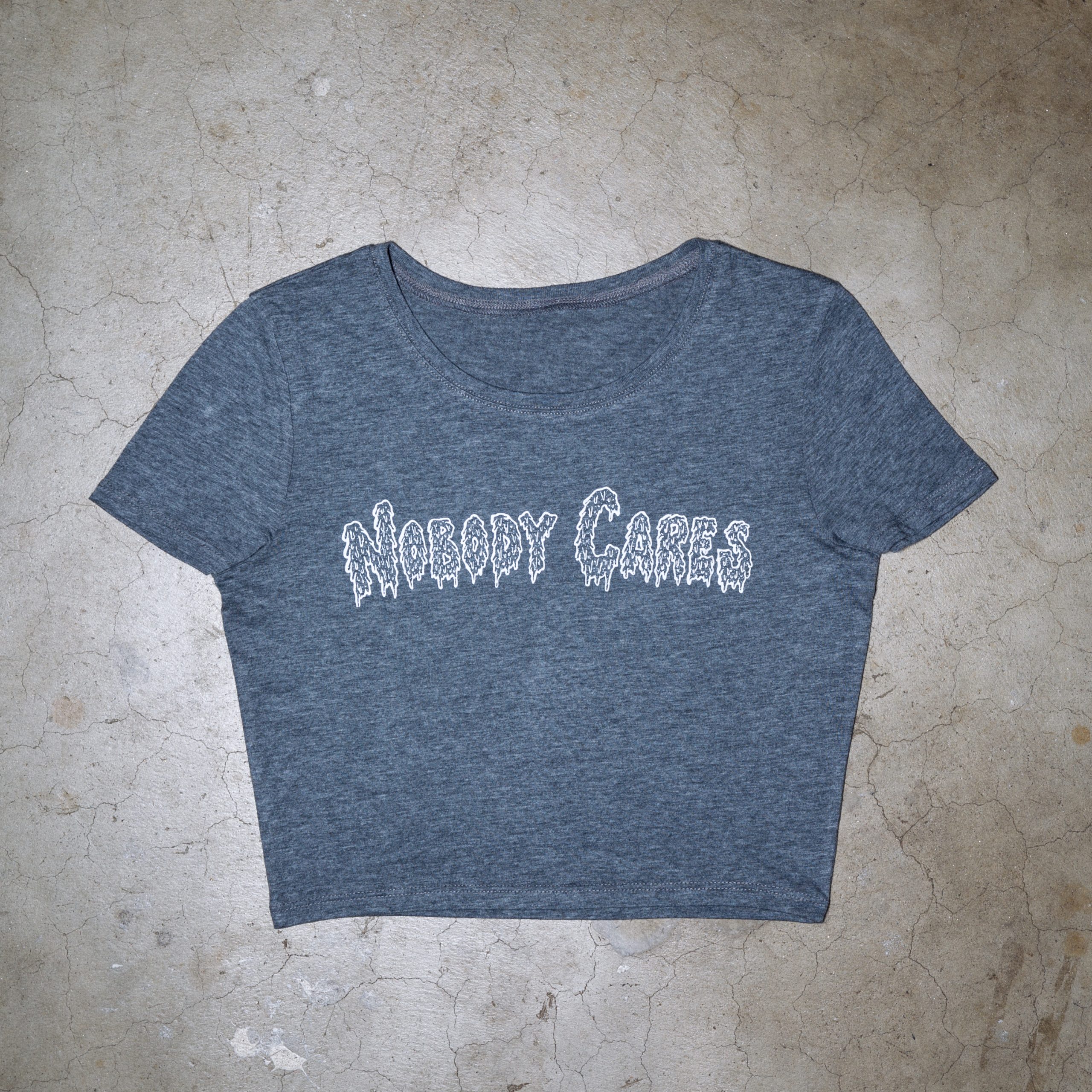 High Friends Club Nobody Cares Grey Crop Top