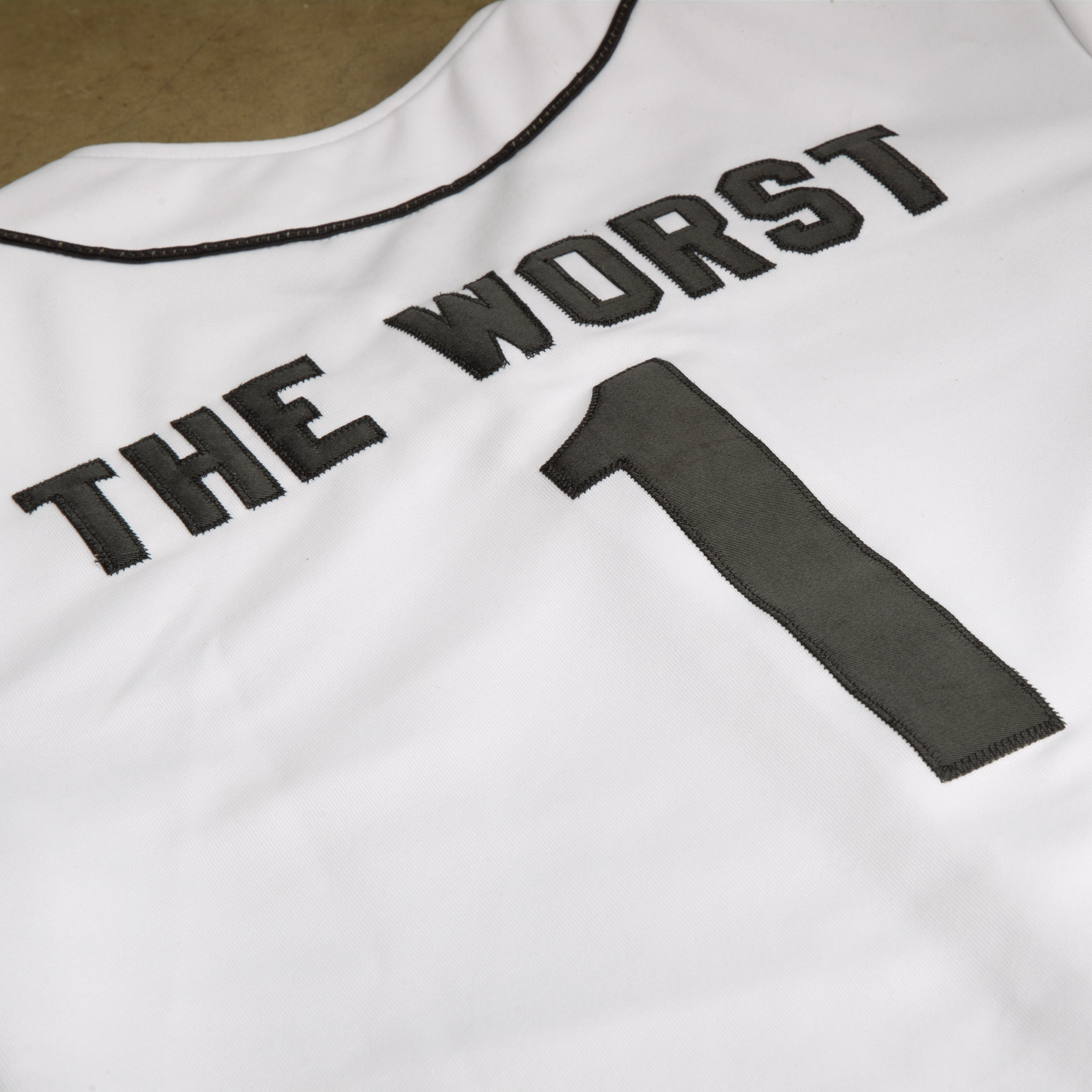 High Friends Club The Worst 1 White Baseball Jersey - Image 2