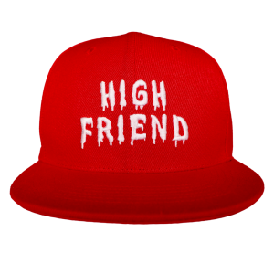 High Friends Club Drippy Logo Red Snapback Hat Front View